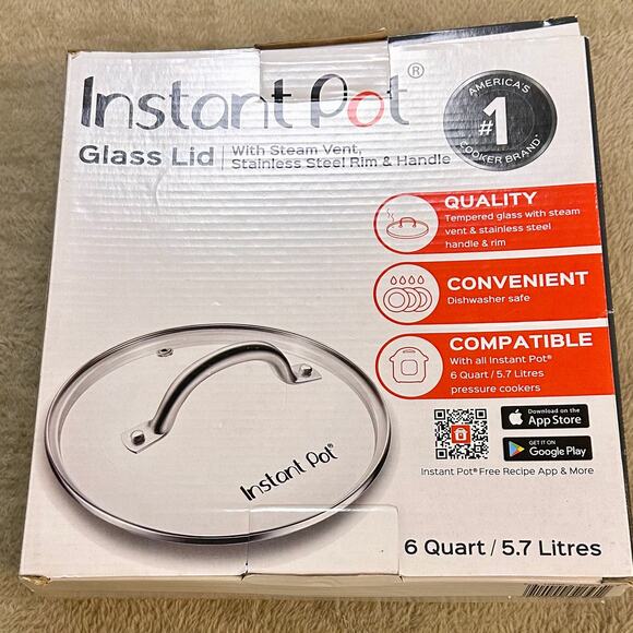 Instant Pot Other - Instant Pot Glass Lid 6 Qt Tempered Glass w Steam Vent Stainless Handle